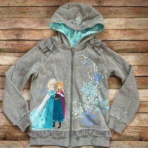 Disney Gray Hoodie with Elsa & Anna and Aqua Accents